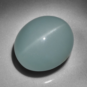 27.74 ct Blue Cat's Eye Aquamarine Gemstone, Cat's Eye Aquamarine Gem in Oval Cabochon Shape for Sale.