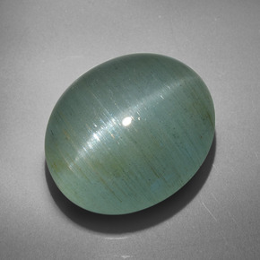 26.53 ct Green Cat's Eye Aquamarine Gemstone, Cat's Eye Aquamarine Gem in Oval Cabochon Shape for Sale.