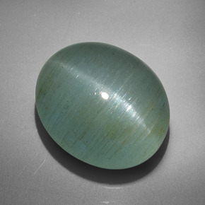 26.53 ct Green Cat's Eye Aquamarine Stone, Natural Cat's Eye Aquamarine in Oval Cabochon Shape for Sale