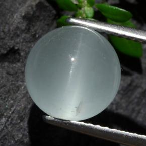 4.21 ct Blue Cat's Eye Aquamarine Gemstone, Cat's Eye Aquamarine Gem in Round Cabochon Shape for Sale.