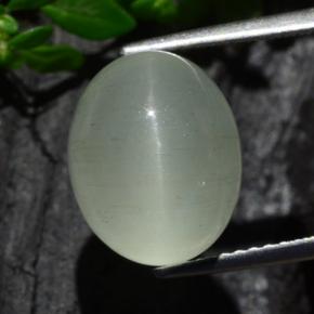 7.13 ct Green Cat's Eye Aquamarine Gemstone, Cat's Eye Aquamarine Gem in Oval Cabochon Shape for Sale.