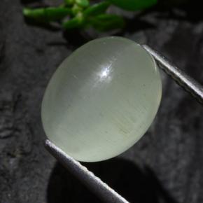 7.13 ct Green Cat's Eye Aquamarine Stone, Natural Cat's Eye Aquamarine in Oval Cabochon Shape for Sale