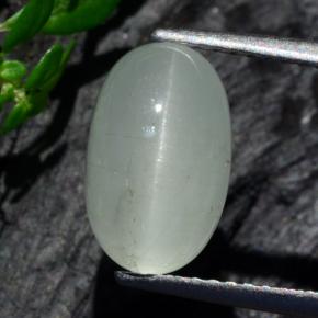 3.12 ct Green Cat's Eye Aquamarine Gemstone, Cat's Eye Aquamarine Gem in Oval Cabochon Shape for Sale.
