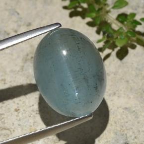12.18 ct Blue Cat's Eye Aquamarine Gemstone, Cat's Eye Aquamarine Gem in Oval Cabochon Shape for Sale.