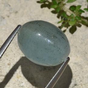 12.18 ct Blue Cat's Eye Aquamarine Stone, Natural Cat's Eye Aquamarine in Oval Cabochon Shape for Sale