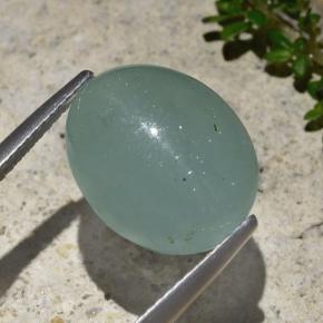 9.06 ct Green Cat's Eye Aquamarine Stone, Natural Cat's Eye Aquamarine in Oval Cabochon Shape for Sale