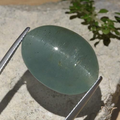 25.89 ct Turquoise Cat's Eye Aquamarine Stone, Natural Cat's Eye Aquamarine in Oval Cabochon Shape for Sale
