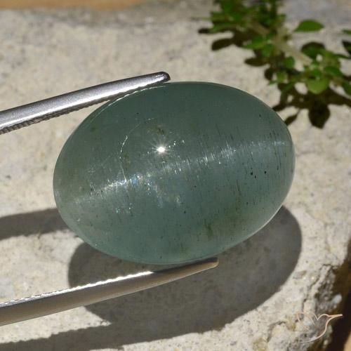 Cat's Eye Aquamarine Gemstone in 20 x 15 mm (calibrated) Size for Sale, Cat's Eye Aquamarine Stone in Light Green Blue Color