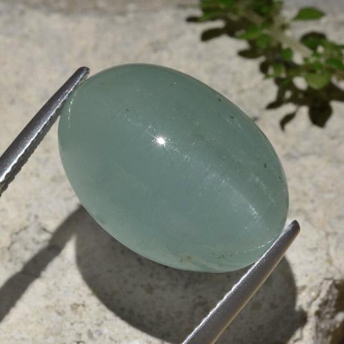 20.87 ct Turquoise Cat's Eye Aquamarine Stone, Natural Cat's Eye Aquamarine in Oval Cabochon Shape for Sale