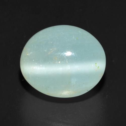 14 x 11.7mm Oval Turquoise Cat's Eye Aquamarine from Madagascar, Weight of 12ct, Natural untreated Gemstone in Translucent Clarity, 1pc Oval Cabochon Cat's Eye Aquamarine - Color: Electric Blue Tone, Mohs Hardness of 7.5 - 8 suitable for daily wear jewelry, Photo A