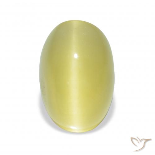 4.41ct Natural Light Greenish Yellow Cat's Eye Beryl, Oval, Translucent