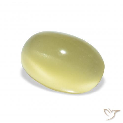 4.41 ct Yellow Cat's Eye Beryl Stone, Natural Cat's Eye Beryl in Oval Cabochon Shape for Sale