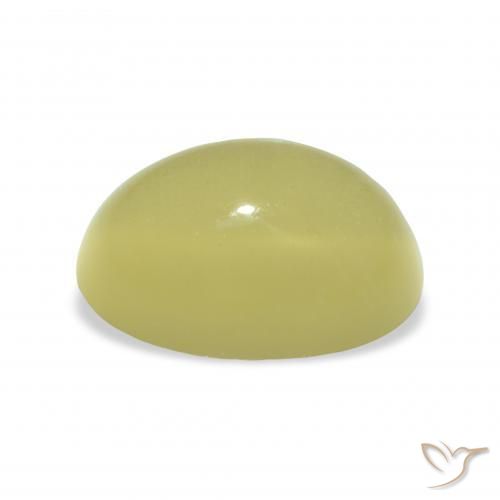 Cat's Eye Beryl Gemstone in 12 x 8 mm (calibrated) Size for Sale, Cat's Eye Beryl Stone in Light Greenish Yellow Color