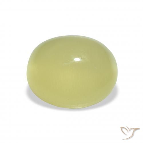 Cat's Eye Beryl Gemstone in 10.7 x 9.6 mm Size for Sale, Cat's Eye Beryl Stone in Pale Lime Green Color