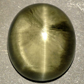 8.18 ct Green Cat's Eye Diaspore Gemstone, Cat's Eye Diaspore Gem in Oval Cabochon Shape for Sale.