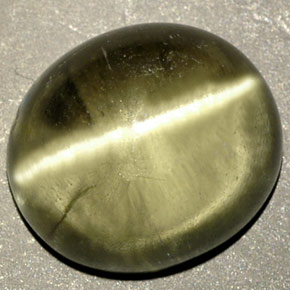 8.18 ct Green Cat's Eye Diaspore Stone, Natural Cat's Eye Diaspore in Oval Cabochon Shape for Sale