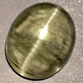 6.32 ct Green Cat's Eye Diaspore Gemstone, Cat's Eye Diaspore Gem in Oval Cabochon Shape for Sale.
