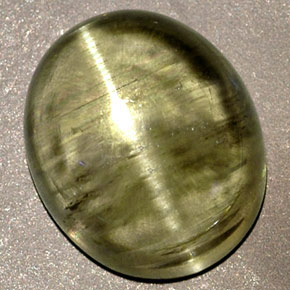 6.32 ct Green Cat's Eye Diaspore Stone, Natural Cat's Eye Diaspore in Oval Cabochon Shape for Sale