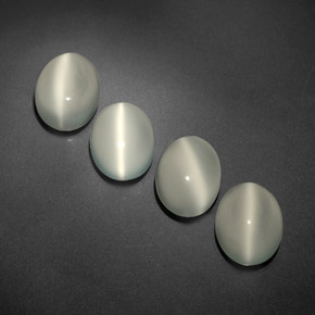 8.69 ct White Cat's Eye Moonstone Gemstone, Cat's Eye Moonstone Gem in Oval Cabochon Shape for Sale.