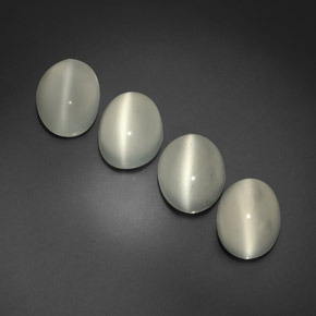 9.69 ct White Cat's Eye Moonstone Stone, Natural Cat's Eye Moonstone in Oval Cabochon Shape for Sale