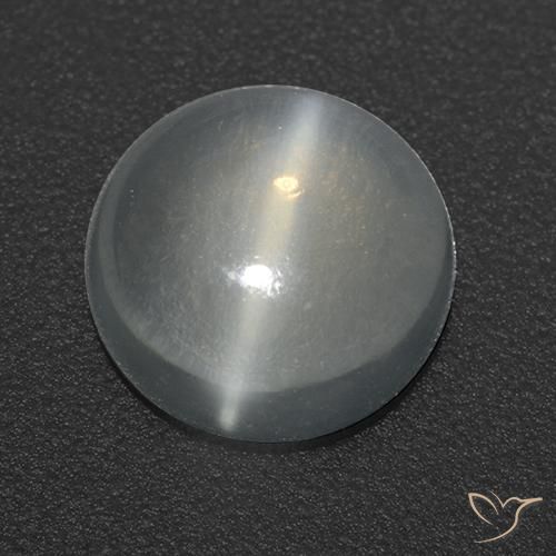 1.22 ct White Cat's Eye Moonstone Stone, Natural Cat's Eye Moonstone in Round Cabochon Shape for Sale