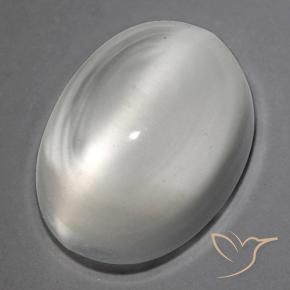 1.38 ct White Cat's Eye Moonstone Stone, Natural Cat's Eye Moonstone in Oval Cabochon Shape for Sale