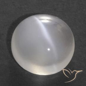 1.40 ct White Cat's Eye Moonstone Stone, Natural Cat's Eye Moonstone in Round Cabochon Shape for Sale