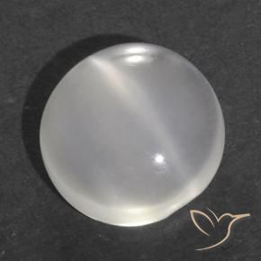 1.12 ct White Cat's Eye Moonstone Stone, Natural Cat's Eye Moonstone in Round Cabochon Shape for Sale