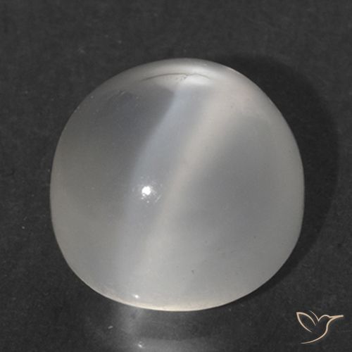 1,64 ct runder weißer Mondstein Katzenauge aus Indien, Größe 7mm, Garantiert natürlicher Edelstein, Transparent Reinheit, 1 Stück Mondstein Katzenauge in Weiß Farbe, Mohs-Härte von 6 - 6,5, Photo A