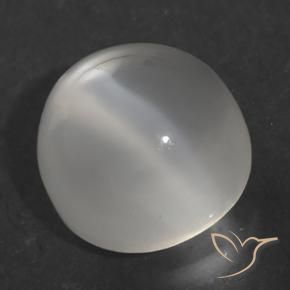 1.64 ct White Cat's Eye Moonstone Stone, Natural Cat's Eye Moonstone in Round Cabochon Shape for Sale