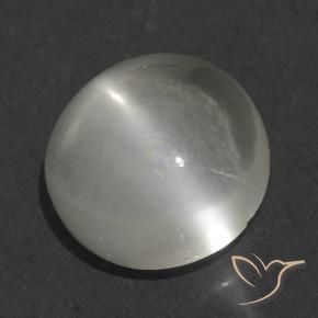 1.28 ct White Cat's Eye Moonstone Stone, Natural Cat's Eye Moonstone in Round Cabochon Shape for Sale