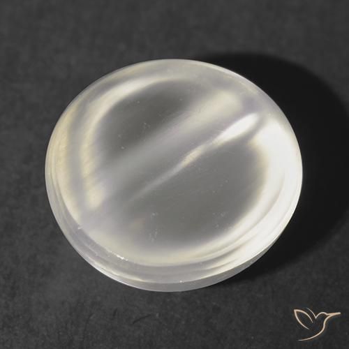 Cat's Eye Moonstone Gemstone in 7 mm (calibrated) Size for Sale, Cat's Eye Moonstone Stone in Warm White Color