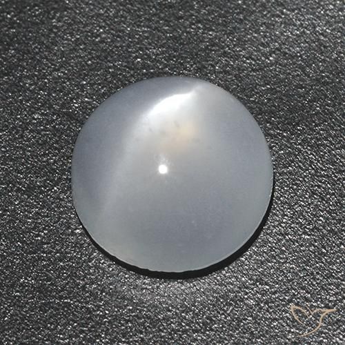1.44 ct White Cat's Eye Moonstone Stone, Natural Cat's Eye Moonstone in Round Cabochon Shape for Sale