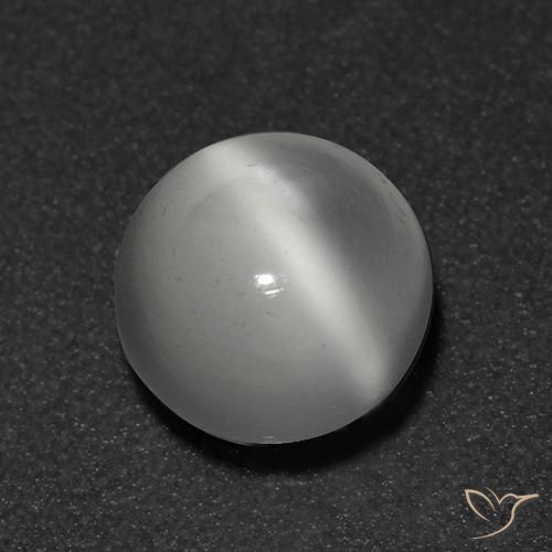 1.08 ct White Cat's Eye Moonstone Stone, Natural Cat's Eye Moonstone in Round Cabochon Shape for Sale