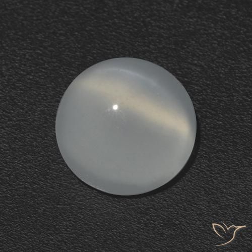 1.10 ct White Cat's Eye Moonstone Stone, Natural Cat's Eye Moonstone in Round Cabochon Shape for Sale
