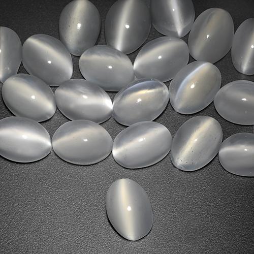 Weiß Mondstein Katzenauge Edelstein - 1ct Oval Cabochon (ID: 515765)