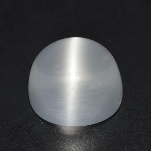 Piedra de Luna Ojo de Gato Blanco Cabujón Redondo de 9,1mm de India, peso de 3.81ct, piedra preciosa No tratado de forma natural en claridad Transparente, Piedra de Luna Ojo de Gato de 1 pieza: el color es Blanco, dureza Mohs de 6 - 6.5, Photo A