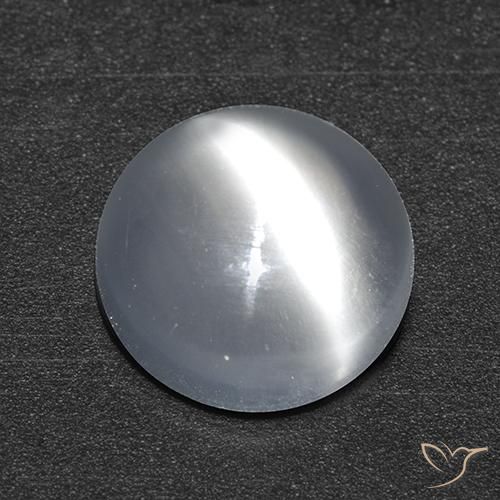 1.36 ct White Cat's Eye Moonstone Stone, Natural Cat's Eye Moonstone in Round Cabochon Shape for Sale