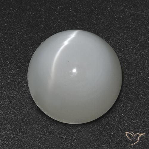 2.51 ct White Cat's Eye Moonstone Stone, Natural Cat's Eye Moonstone in Round Cabochon Shape for Sale