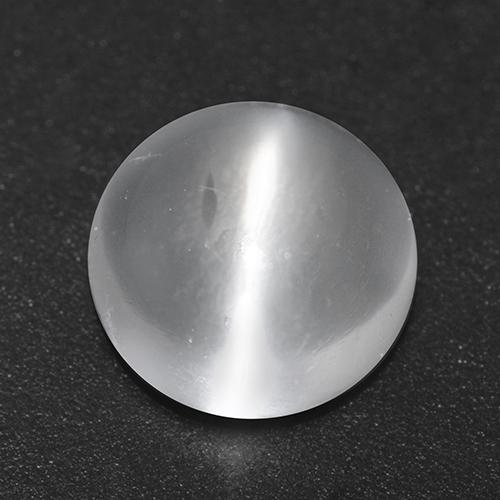 Clear White Cat's Eye Moonstone Gem - 0.9ct Round Cabochon (ID: 518315)