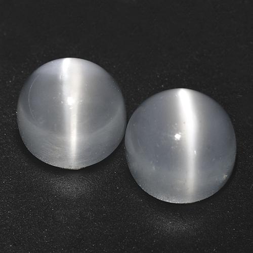 Clear White Cat's Eye Moonstone Gem - 1.3ct Round Cabochon (ID: 518316)