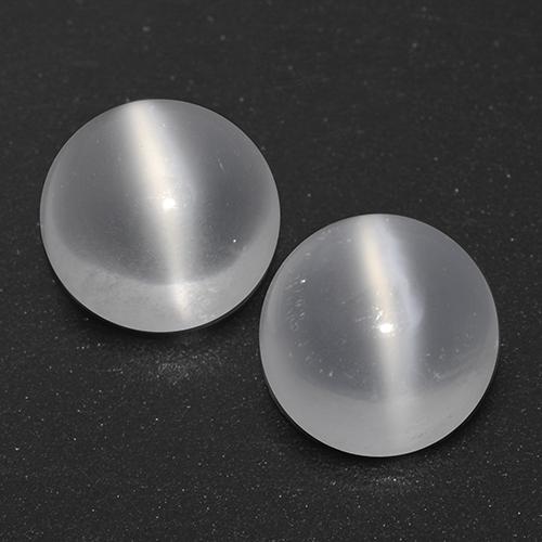 Clear White Cat's Eye Moonstone Gem - 1ct Round Cabochon (ID: 518324)