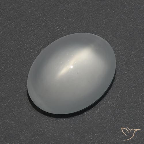 0.97 ct White Cat's Eye Moonstone Stone, Natural Cat's Eye Moonstone in Oval Cabochon Shape for Sale