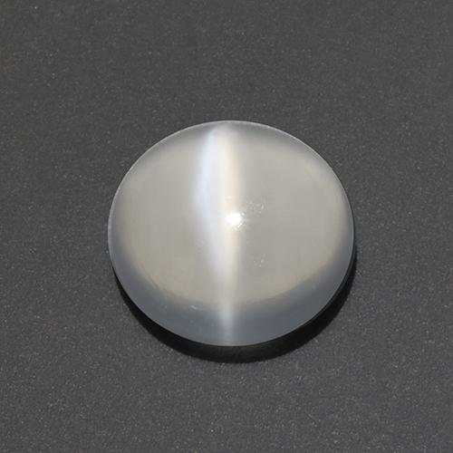 Oeil de chat de la Pierre de Lune Blanc Tour 1,87 ct de l'Inde, Dimension 8,2mm, Pierre gemme naturelle Non traité, pureté Transparent, 1 pièce Oeil de chat de la Pierre de Lune round cabochon, dureté de Mohs de 6 à 6.5, Photo A