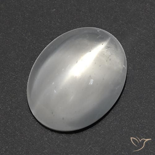 1.89 ct White Cat's Eye Moonstone Stone, Natural Cat's Eye Moonstone in Oval Cabochon Shape for Sale