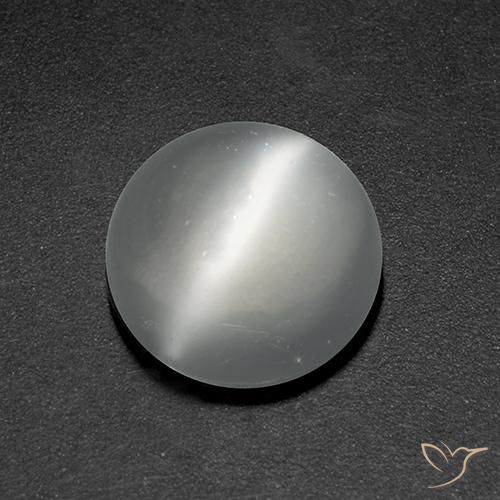 1.37 ct White Cat's Eye Moonstone Stone, Natural Cat's Eye Moonstone in Round Cabochon Shape for Sale