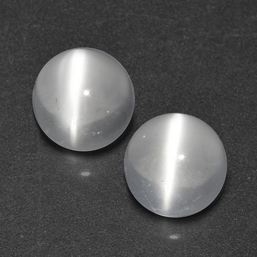 Bianco Pietra di Luna effetto occhio di gatto Gem - 0.8ct Cabochon rotondo (ID: 519952)