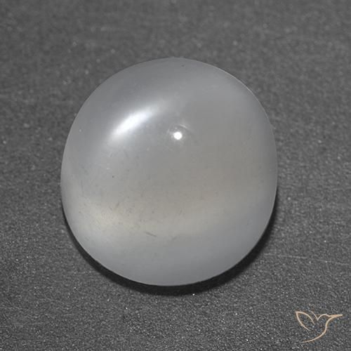 3.47 ct White Cat's Eye Moonstone Stone, Natural Cat's Eye Moonstone in Round Cabochon Shape for Sale