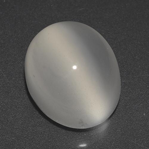 Piedra de Luna Ojo de Gato Blanco cálido Ovalada de 6.52 ct de India, dimensión 11,4 x 9,5mm, piedra preciosa natural No tratado, claridad Transparente, Piedra de Luna Ojo de Gato Cabujón Óvalo de 1 pieza, dureza de Mohs de 6 - 6.5 , Photo A