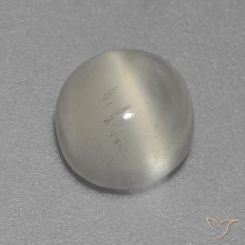 1.57 ct White Cat's Eye Moonstone Stone, Natural Cat's Eye Moonstone in Round Cabochon Shape for Sale